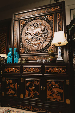 Exquisitely Carved Divider Cabinet Set