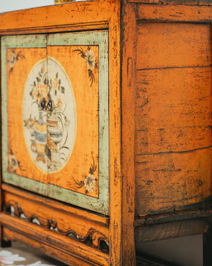 Orange Lacquer Hand Drawn Sideboard