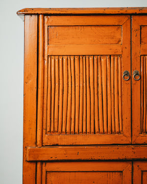 Lacquered Tall Orange Retro Kitchen Cabinet