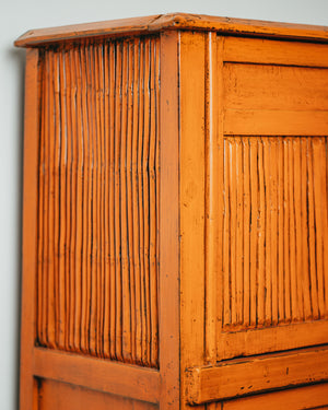 Lacquered Tall Orange Retro Kitchen Cabinet