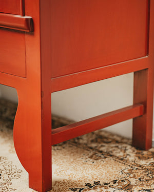 Lacquered Red Tall Wedding Cabinet