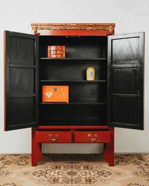 Lacquered Red Tall Wedding Cabinet