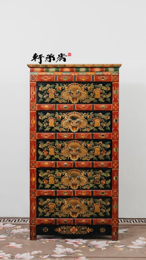 Hand drawn Tibetan chest of drawers
