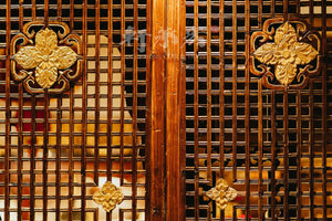 A latticework divider set of six panels