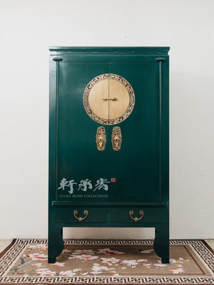 Shamrock Green Lacquer Zhejiang-style Wedding Cabinet