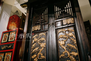 pair of latticework antique door panels